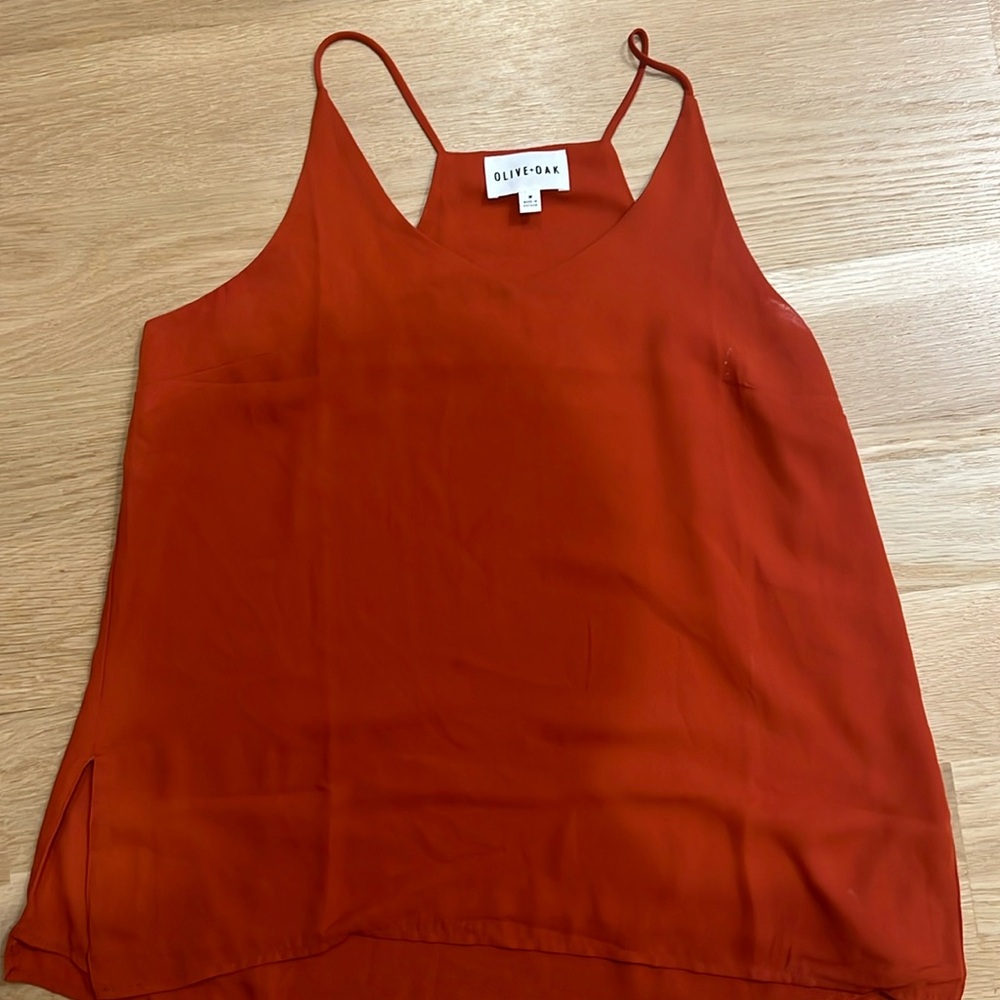 Burnt orange loose spaghetti strap blouse - Medium